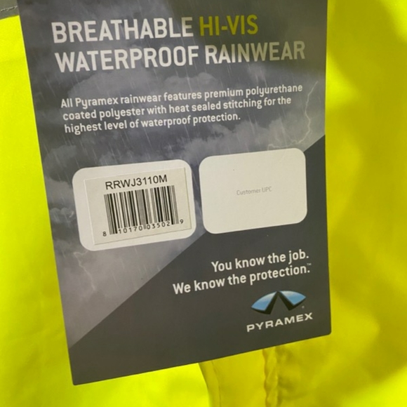 New Pyramex lime/black/grey reflector ,medium waterproof jacket - Picture 5 of 5